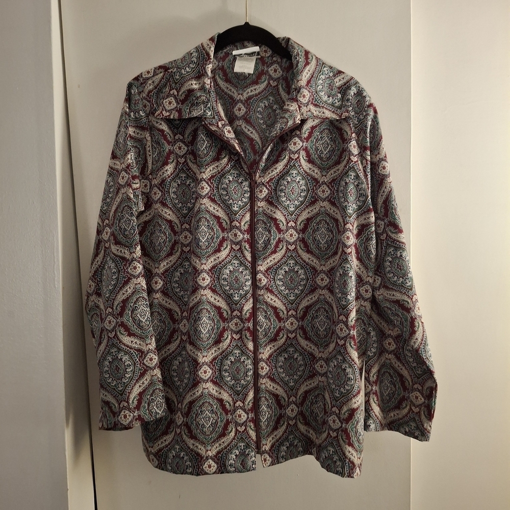 BonWorth Women's Geometric Jacket - Burgandy And Blue